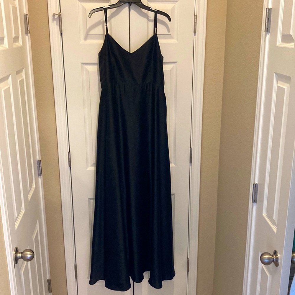 Show Me Your Mumu Faith Maxi Dress Black Luxe Satin XL NWT